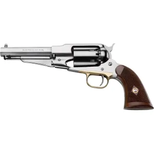 Pietta 1858 Remington New Model Army Sheriff Black Powder Revolver 44 Caliber 5.5" Stainless Barrel Stainless Frame Checkered Walnut Grip