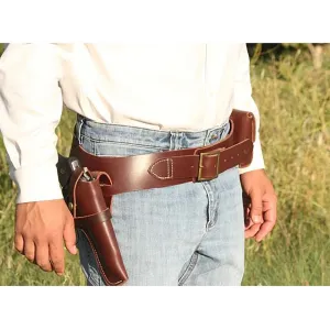 Hunter Buscadero Cap and Ball Revolver Gun Belt Leather Brown Medium