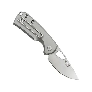 GiantMouse ACE Tipsy Pocket Knife 1.9" Drop Point Bohler N690 Stonewashed Blade Titanium Handle Silver