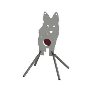 Atlas Target Works Reactive Steel Target Coyote Front Facing with Stand