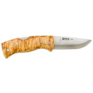 Helle Nipa Pocket Knife 2.7" Straightback 12C27 Sandvik Satin Blade Birch Handle Brown
