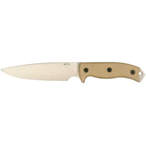 Ontario RAT 6 Fixed Blade Knife 5.5" Drop Point CPM S35VN Satin Blade Micarta Handle Tan