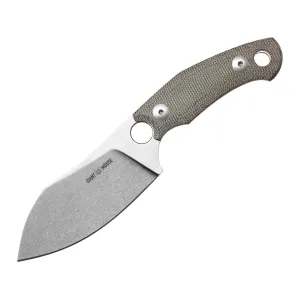 GiantMouse GMF1-XL Fixed Blade Knife 3.47" Drop Point N690 Stonewashed Blade Canvas Micarta Handle Green