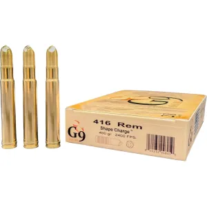 G9 Defense Safari 416 Remington Magnum Ammo 400 Grain Fluted Lead Free Box of 20