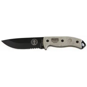 ESEE Knives ESEE-5 Fixed Blade Knife 5.25" Partially Serrated Drop Point 1095 Black Blade Micarta Handle Gray
