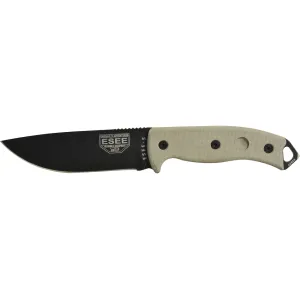 ESEE Knives ESEE-5 Fixed Blade Knife 5.25" Drop Point 1095 Black Blade Micarta Handle Gray