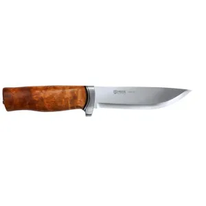 Helle GT Fixed Blade Knife 4.84" Straightback Sandvik H3LS Satin Blade Birch Handle Brown