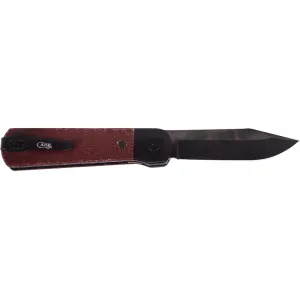 Case Longhouse Folding Knife 3" Modified Clip Point CPM 20CV DLC Coat Blade Micarta Handle Red