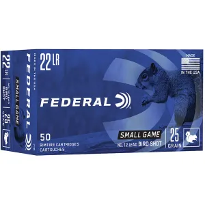 Federal Game-Shok 22LR Ammo 25 Grain #12 Lead Shot Box of 500 (10 Boxes of 50)