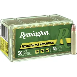 Remington 22 Winchester Magnum Rimfire (WMR) Ammo 40 Grain Jacketed Soft Point Box of 500 (10 Boxes of 50)