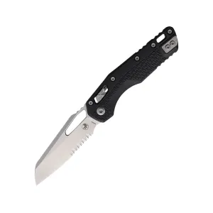Microtech MSI Pocket Knife 3.88" Partially Serrated Sheepsfoot Bohler M390MK Stonewashed Blade Polymer Handle Black
