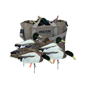 Higdon Magnum Field Duck Full-Body Flocked Head Mallard Duck Decoy with Slot Bag Polymer 6PK