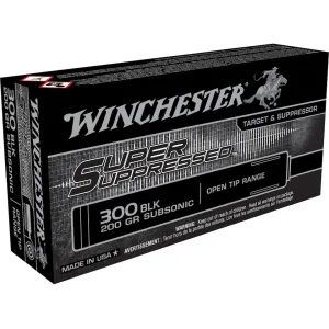 Winchester Super Suppressed 300 AAC Blackout Ammo 200 Grain Open Tip Range Case of 200 (10 Boxes of 20)