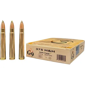 G9 Defense Safari 375 H&H Magnum Ammo 270 Grain Metallic Tip Hollow Point Lead Free Box of 20