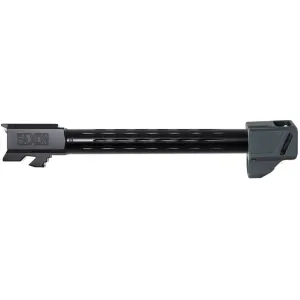 Faxon Match Series Barrel for Glock 34 9mm Luger 1 in 10" Twist Flame Fluted 1/2"-28 Thread with EXOS-513 Pistol Compensator Stainless Steel Nitride