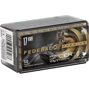 Federal Premium V-Shok 17 Hornady Magnum Rimfire (HMR) Ammo 17 Grain Speer TNT Jacketed Hollow Point Box of 500 (10 Boxes of 50)