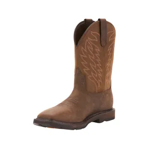 Ariat Groundbreaker Wide Square Toe Work Boots Leather Dark Brown Men's 11 D