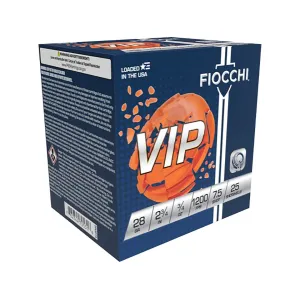 Fiocchi VIP Target 28 Gauge Ammo 2-3/4" #7-1/2 Lead Shot 3/4 oz Case of 250 (10 Boxes of 25)