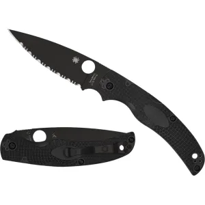 Spyderco Native Chief Folding Knife 4.02" Fully Serrated Drop Point CTS BD1N Black Blade Fiberglass Reinforced Nylon (FRN) Handle Black