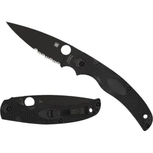 Spyderco Native Chief Folding Knife 4.02" Partially Serrated Drop Point CTS BD1N Black Blade Fiberglass Reinforced Nylon (FRN) Handle Black