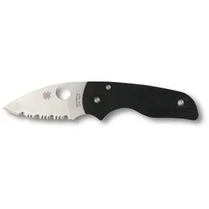 Spyderco Lil' Native Pocket Knife 2.5" Fully Serrated Leaf CPM S30V Satin Blade G-10 Handle Black