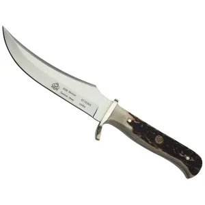 PUMA SGB Series Skinner Fixed Blade Knife 4.7" Clip Point 440A Satin Blade Genuine Bone Handle Stag