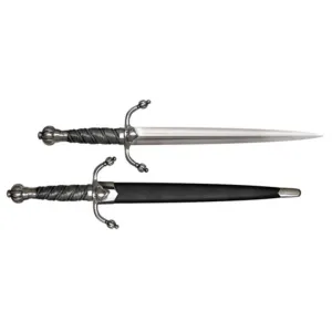 Cold Steel Colichemarde Dagger 11.75" 1055 Carbon Steel Blade Leather Handle Black