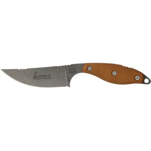 TOPS Knives Lioness Rockies Edition Fixed Blade Knife 4.13" Drop Point 1095 Tumbled Satin Blade Canvas Micarta Handle Tan
