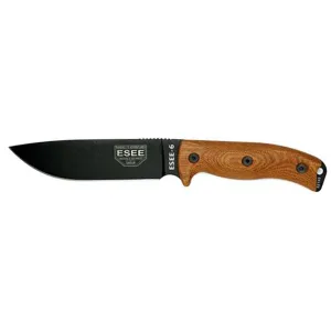 ESEE Knives ESEE-6 3D Fixed Blade Knife 6.5" Drop Point 1095 Black Blade Micarta Handle Natural