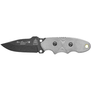 TOPS Knives Tom Brown Tracker Scout Fixed Blade Knife 3.25" Drop Point 1095 Black Traction Blade Linen Micarta Handle Black