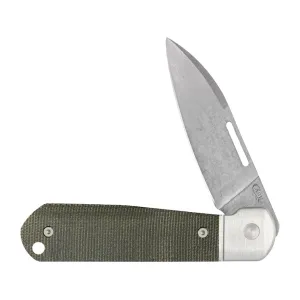 Case Highbanks Pocket Knife 2.75" Modified Wharncliffe CPM 20CV Stonewashed Blade Micarta Handle OD Green