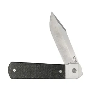 Case Longhouse Pocket Knife 3" Modified Clip Point CPM 20CV Stonewashed Blade Micarta Handle Black