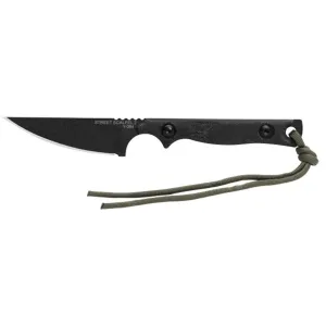 TOPS Knives Street Scalpel 2.0 Fixed Blade Knife 3.13" Drop Point 1095 Black Traction Blade Canvas Micarta Handle Black