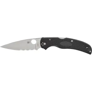 Spyderco Native Chief Folding Knife 4.02" Partially Serrated Drop Point CTS BD1N Satin Blade Fiberglass Reinforced Nylon (FRN) Handle Black