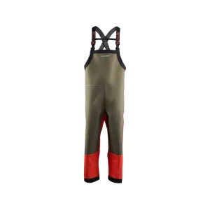 Grundens Men's Neptune Armored Rain Bibs Orange/Olive Large