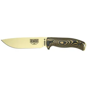 ESEE Knives ESEE-6 3D Fixed Blade Knife 6.5" Drop Point 1095 Desert Tan Blade G-10 Handle Black/Coyote
