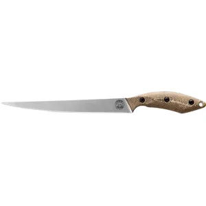 White River Knives Fillet Knife 8" Trailing Point CPM S35VN Stonewashed Blade Richlite Handle Maple/Black