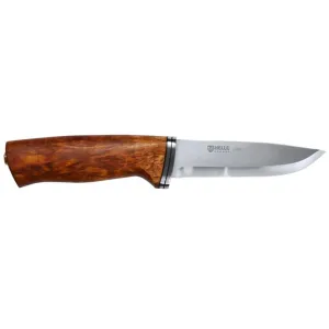 Helle Alden Fixed Blade Knife 4.13" Drop Point Sandvik 12C27 Satin Blade Birch Handle Brown