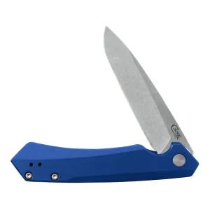 Case Kinzua Pocket Knife 3.4" Spear Point CPM S35VN Satin Blade Aluminum Handle Blue
