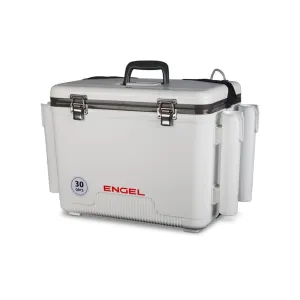 Engel 30 Qt Live Bait Cooler With Rod Holders White
