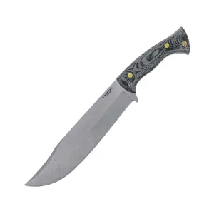 Condor Knives Plan A Knife Bowie Fixed Blade Knife 9" Clip Point 1075 Polished Blade Micarta Handle Gray