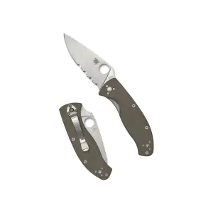 Spyderco Tenacious Folding Knife 3.35" Partially Serrated Drop Point CPM-M4 Satin Blade G-10 Handle Brown