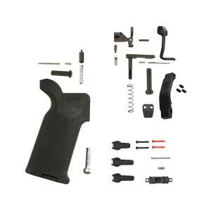 AR-STONER Competition Customizable Lower Parts Kit with Magpul Bad Lever, Magazine Release Button, Trigger Guard and MOE K2 Grip Black