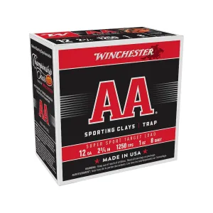 Winchester AA Super Sport Sporting Clays 12 Gauge Ammo 2-3/4" #8 Lead Shot 1 oz Case of 250 (10 Boxes of 25)