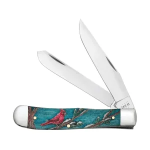 Case Trapper Cardinal Pocket Knife 3.27" Clip/Spey Tru-Sharp Mirror Polished Blade Bone Handle Blue