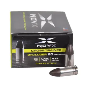 NovX Cross Trainer/Competition 9mm Luger Ammo 65 Grain Frangible Round Nose Lead Free Case of 200 (10 Boxes of 20)