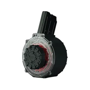 Black River Manufacturing Drum Magazine for MKA 1919, Iver Johnson Stryker 12 Gauge 20-Round Polymer Black and Red