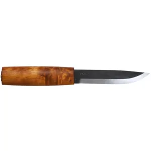Helle Viking Fixed Blade Knife 4.33" Drop Point Laminated Black Blade Birch Handle Brown