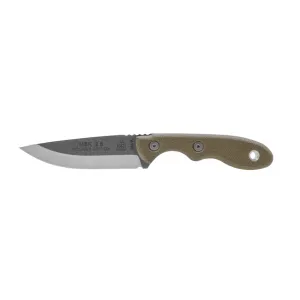 TOPS Knives Mini Scandi Rockies Edition Fixed Blade Knife 3" Drop Point 1095 Tumble Blade Canvas Micarta Handle Green