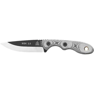 TOPS Knives Mini Scandi Fixed Blade Knife 3" Drop Point 1095 Black Traction Blade Linen Micarta Handle Gray